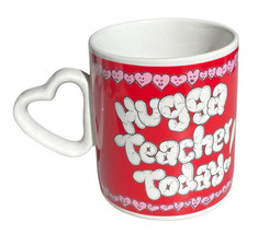 Vintage Hugga Teacher Today! Hearts Valentines Smiley Face Mug Cup 1986 Enesco - £11.86 GBP