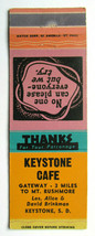 Keystone Cafe - Keystone, South Dakota Restaurant 20 Strike Matchbook Cover SD  - £1.56 GBP