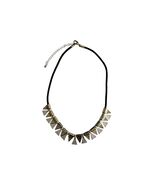 Gold Silver Tone Geometric Fringe Necklace Statement Black Cord Adjustable 14” M - $17.10