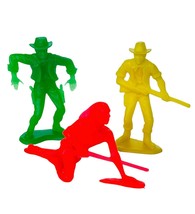 Cowboys and Indians lot vtg western toys red yellow green plastic 1960s marx US2 - £10.86 GBP
