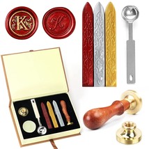 Wax Seal Stamp Kit, 2Pcs Letter K Pattern Sealing Wax Stamp Set Initial Letters  - £25.56 GBP