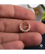 Claire 14 CT Gold Septum Daith Piercing, Bezel Round diamond Nose Ring c... - $301.73 CAD+