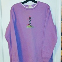 Blair Womens Purple Lighthouse Embroidered Sweatshirt Size L Long Sleeve... - $9.90