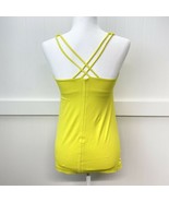 Lululemon Tank Top Small Yellow Cross Back Padded Bra Workout *No Size Tag* - £10.20 GBP