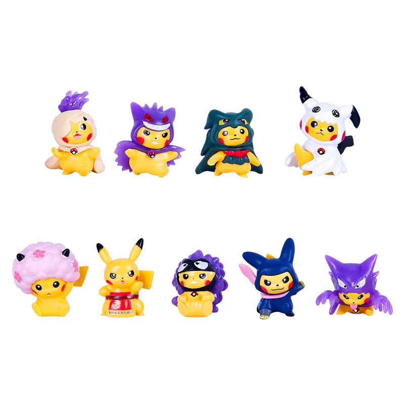 5cm 9pcs lot pokemon anime pikachu cosplay elf doll pet model gengar figure cartoon toy thumb200