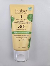 Babo Botanicals Sheer Zinc Mineral Sunscreen Lotion SPF30 - Natural Zinc Oxide - - $16.83