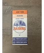 1972 New York Raiders WHA INAUGURAL First Season Ticket Form and Schedule - $27.00