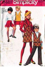 Girl&#39;s JUMPER/TUNIC, PANTS &amp; PANTSKIRT Vtg 1969 Simplicity Pattern 8481 ... - £9.43 GBP