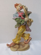 Vintage 10&quot; Sad Hobo Clown Playing a Baritone Saxophone Statue Figurine  - £32.12 GBP