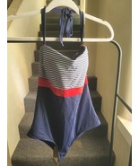 Nip Tuck Swim Womens Multi Fit Cup Striped Blue White One Piece Swimsuit... - $40.57 CAD