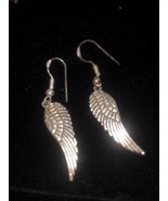 Angel Wing Dangling Earrings Silver Tone - $150.53 MXN
