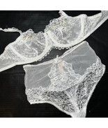 Victoria&#39;s Secret 34C,34DD,34DDD,36DD BRA SET M WHITE lace bead ANGEL FA... - £63.38 GBP