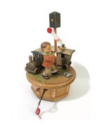 ANRI Wooden MUSIC BOX Boy Train THORENS Vtg Swiss ARRIVEDERCI ROMA Rotat... - $27.72