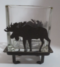 Moose Metal and Glass Candle Holder 4 X 3.25  inches - $4.46