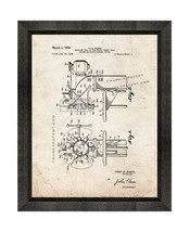 Drill Press Patent Print Old Look with Beveled Wood Frame - £19.88 GBP+