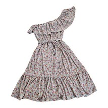 Heatherly Gray Small Floral Dress Asymmetrical Drop Right Shoulder Size ... - £23.04 GBP