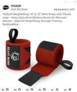 TECEUM Weightlifting 18&quot; &amp; 12&quot; Wrist Wraps with Thumb Loop – Heavy Duty ... - $27.63 CAD