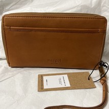 MARGOT NEW YORk Gabby Large Leather Zip Around Wallet Wristlet Gray NWT - £48.86 GBP