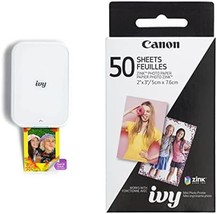 Sticky-Back Prints, Pure White Zink Photo Paper Pack, 50 Sheets, Canon I... - £116.46 GBP