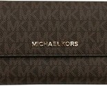 Michael Kors Jet Set Large Trifold Brown Signature Wallet 35F8GTVF3B NWT... - £53.96 GBP
