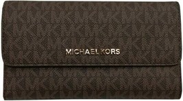 Michael Kors Jet Set Large Trifold Brown Signature Wallet 35F8GTVF3B NWT $298 - £54.02 GBP