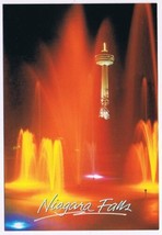 Postcard Illuminated Fountain &amp; Skylon Tower Niagara Falls Ontario - £2.95 GBP