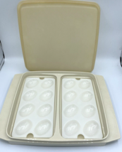 Vtg Tupperware Deviled Egg Carrier Cheese Meat Tray Cream Beige  #723 Party - £6.95 GBP