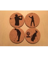 Set of 4  Laser Engraved Cork Coasters Golf (Free Shipping) - $27.37 CAD