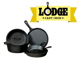 Lodge L5GS3 Seasoned Cast Iron 5-Piece Cookware Set - £94.15 GBP