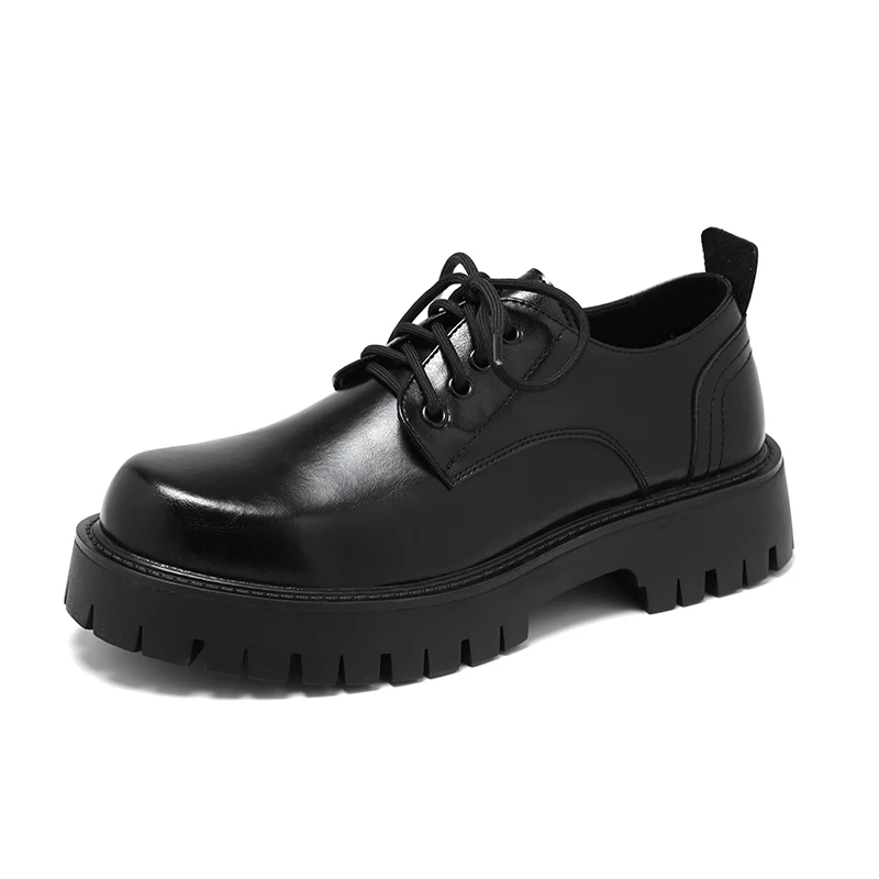 Men Korea Leather Platform Oxfords Slip On Thick Tottom Male Derby Shoes... - $89.86