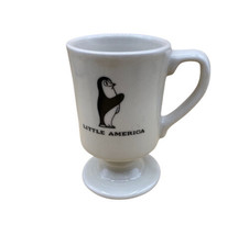 Vintage Little America Hotel Penguin Logo Footed Coffee Mug Restaurant Ware Mug - £7.93 GBP
