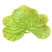 Fitz And Floyd Classics Leaf-Shaped Ceramic Serving Plate Handcrafted 10&quot; Green - $24.74