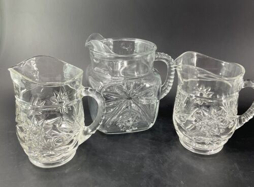 Anchor Hocking Depression Glass Ribbed 40 oz &amp; 2 Lead Crystal Pint Pitch... - $29.69