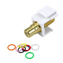 F-Connector To Rca Keystone Jack Insert (8 Color Bands, White) - £11.93 GBP