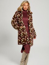 GUESS Camo Faux Fur Coat Camouflage Burgundy ( XS ) - £115.96 GBP