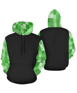 Men&#39;s Green Pixel Squares Game Lover Body Black  All Over Print Hoodie (... - $44.82 CAD