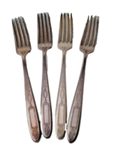 Set 4 Vintage Oneida Community Grosvenor DINNER FORKS Silver Plate No Monogram  - £11.48 GBP