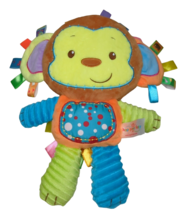 Happy Monkey rattle plush flat squeaker brown orange blue green Jing Bao baby - £15.81 GBP