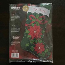 Bucilla Elegant Poinsettia 18&quot; Felt Christmas Stocking Kit #85105 NEW - £22.79 GBP