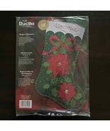 Bucilla Elegant Poinsettia 18&quot; Felt Christmas Stocking Kit #85105 NEW - £22.83 GBP