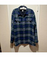 LL Bean Mens XL Fleece Lined Flannel Shirt Jacket Shacket Blue Green Whi... - $48.55 CAD