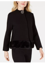 JM Collection Petite Cotton Faux-Fur-Hem Cardigan - $30.00