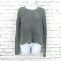 American Eagle Outfitters Sweater Womens XS Gray Long Sleeve Knit Scalloped Hem - £9.96 GBP