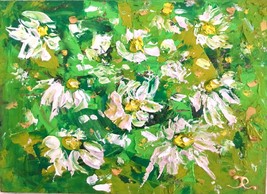 Daisies original oil painting,canvas board,small gift for her,home decor... - £23.98 GBP