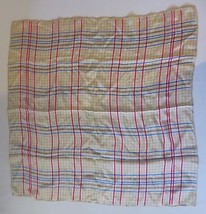 Vtg Liz Claiborne scarf tan, pink and blue check hand stitched edges  Silk - £15.98 GBP