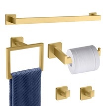 5 Piece Gold Towel Bar Set Bathroom Hardware Set Gold Bathroom Accessori... - $78.99