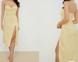 HOUSE OF CB 'Carina' Yellow Floral Bustier Midi Dress Size Medium - $146.52