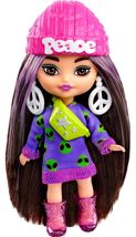 Barbie Extra Mini Minis Doll with Brunette Hair, Alien Sweater Dress &amp; Peace Sig - £8.78 GBP+