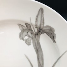 222 Fifth Botanica Iris 8.5 inch Salad Plate Gray and White Ceramic - £7.86 GBP