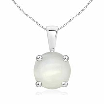 ANGARA Natural Moonstone Solitaire Pendant Necklace in Silver (Size-8mm) - £125.55 GBP+